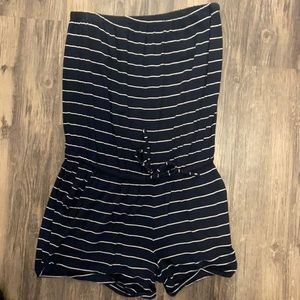 Navy/White strapless romper